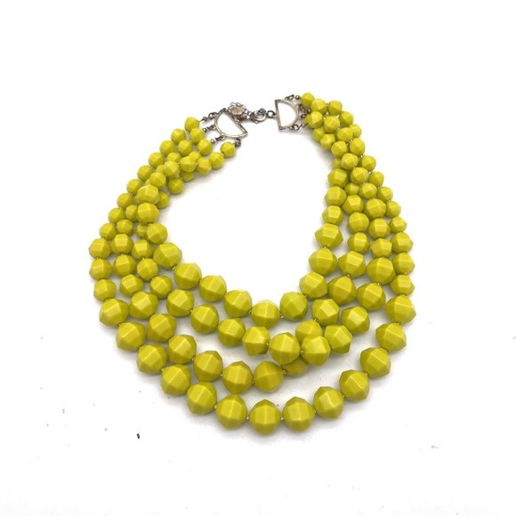 J. Crew Chunky Multistrand Layered Faceted Beads Statement Necklace 17"